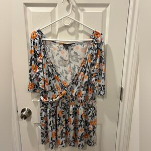 NWT Lane Bryant 22/24 Floral Top Orange, Black, Blue